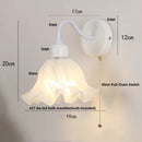 Axyaa Glass Iron LED Wall Sconce Pull Chain Switch Stair Light - White