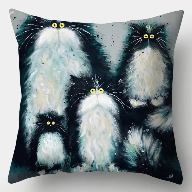 Watercolor Cat Pillowcase by Axyaa - 45cmX45cm Square Sofa Pillow - Loving Cat Design
