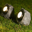 Axya Solar Stone Pond Light: LED Outdoor Garden Decor for Yard, Patio, Lawn.