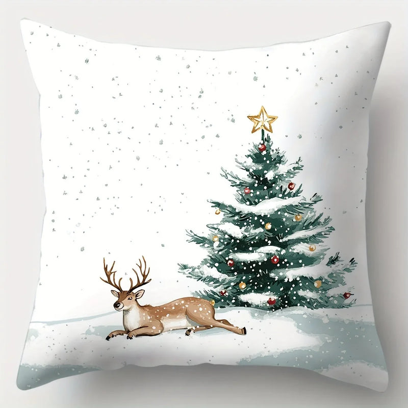 Axyaa Winter Snowman Car Christmas Tree Pillowcase