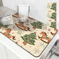 Axyaa Christmas Tree Coffee Cup Drying Mat - Absorbent Non-slip Diatoms Kitchen Mat