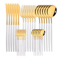 30-Piece Pink Silver Stainless Steel Dinnerware Set by Axyaa
