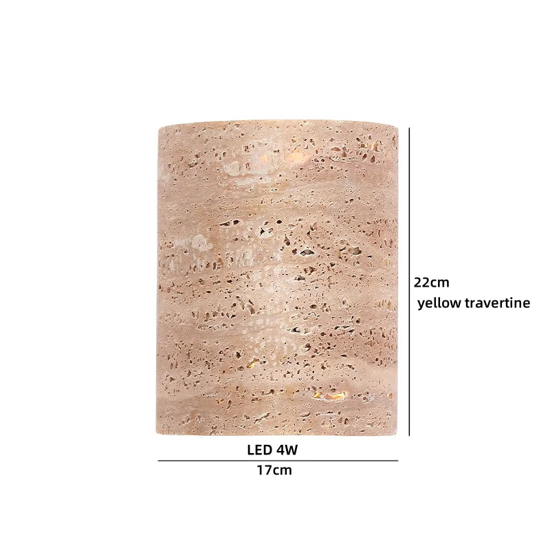 Axyaa Yellow Travertine Stone LED Wall Lamp for Interior Lighting
