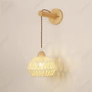 Axyaa Wooden Rattan Wall Lamp for Bedroom Living Room Decor Lighting