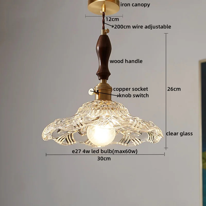 Axyaa Copper Glass LED Pendant Light - Nordic Style for Bedroom, Kitchen, Bar, Stairway