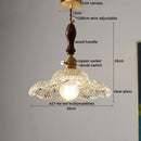 Axyaa Modern LED Pendant Light with Wood Handle & Clear Glass
