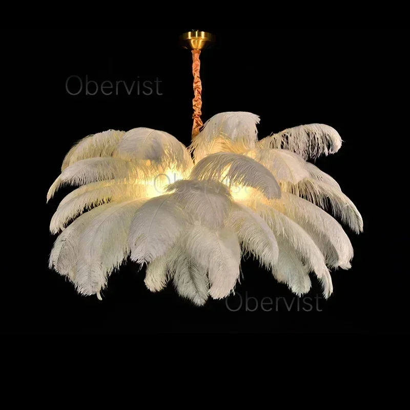 Axyaa Nordic Ostrich Feather Art Chandelier for Home Decoration