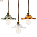 Axyaa Retro Copper Glass LED Pendant Light for Bedroom & Dining Room