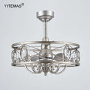 Axyaa 5-Light Vintage Silver Chandelier Ceiling Fan with Remote Control