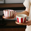 Stripe Latte Art Coffee Mug Set by Axyaa - Exquisite Ceramic Cup for Home and Gifts