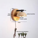 Axyaa Wooden LED Wall Lamp with Switch, E27 Bulb, Yellow Travertine - Wandleuchte