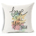 Axyaa Letter Print Pillow Case 45x45 cm Linen Cushion Cover for Home Decor