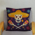 Colorful Day of the Dead Skull Pillows Pattern Cushion Cover by Axyaa for Sofa Bedroom Car