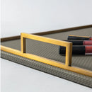Axya Square Leather Tray: Metal Frame Decorative Storage & Organizer