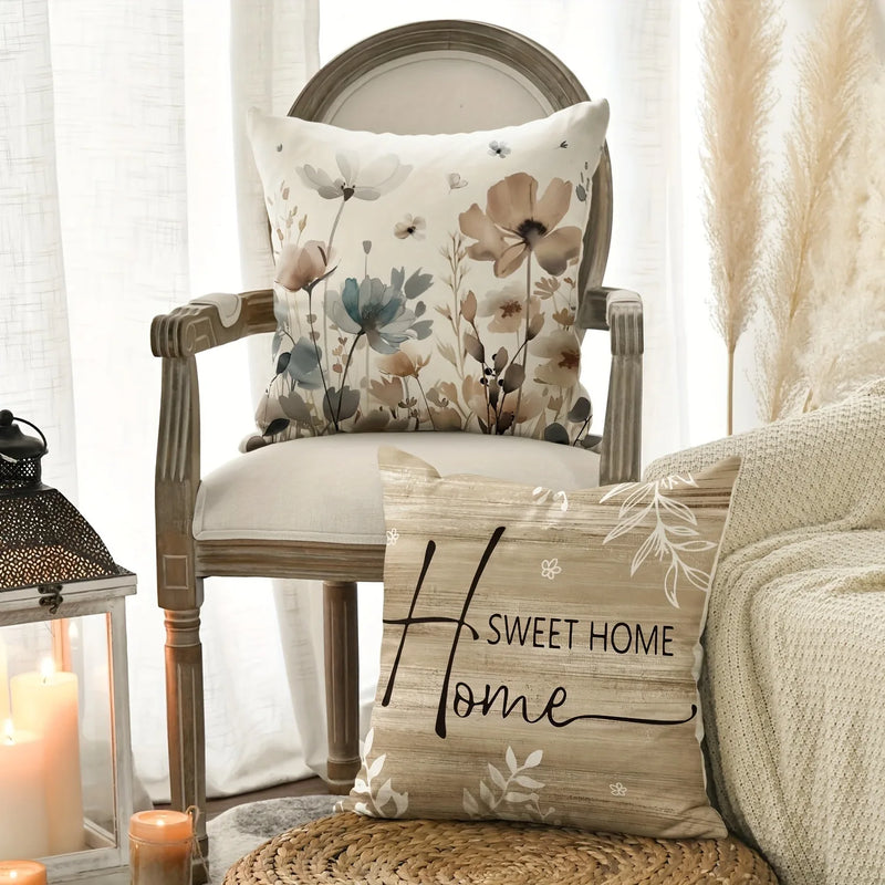 Axyaa SWEET HOME Plant Flower Bird Pillowcase, Soft & Comfortable Sofa Chair Cover