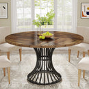 Axyaa 47-Inch Round Farmhouse Dining Table for 4-6 People, Industrial Kitchen Dinner Table