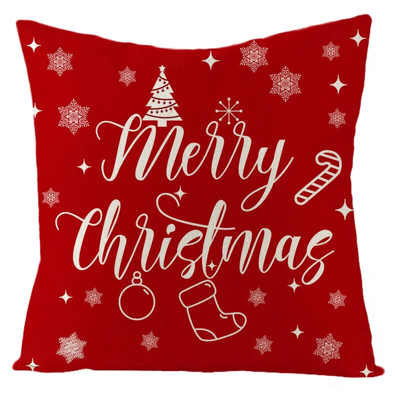 Axyaa Christmas Red Pillowcase Holiday Home Decor Cushion Cover
