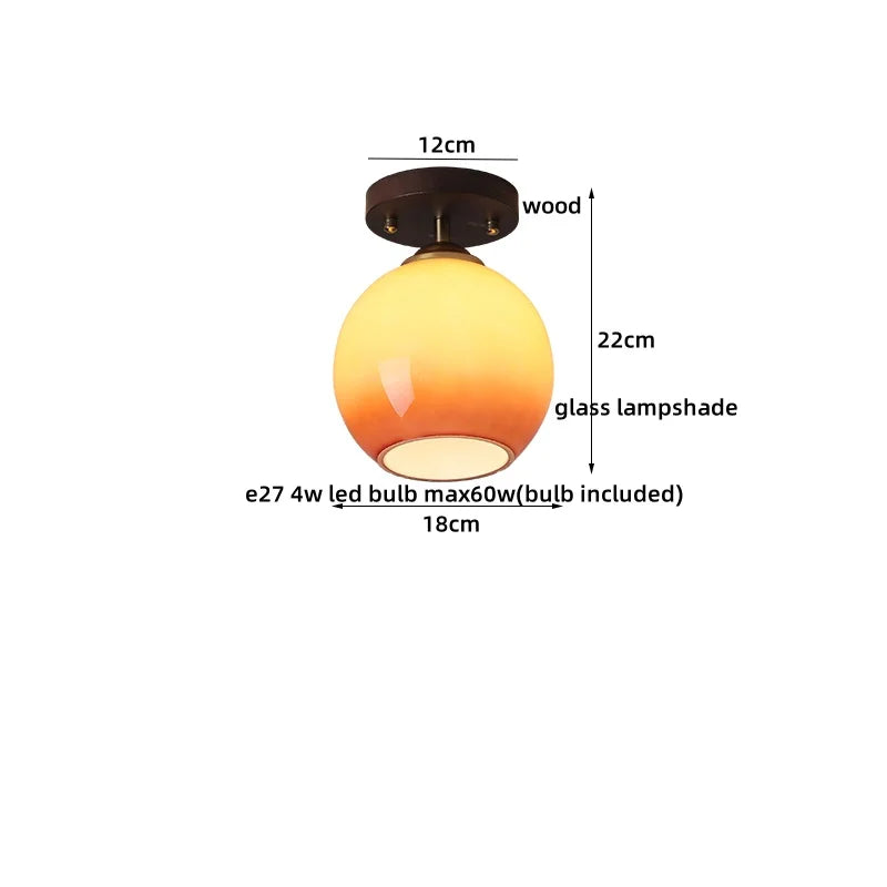 Axyaa Japanese Style LED Ceiling Lamp Iron Glass Modern Ceiling Light Home Decor