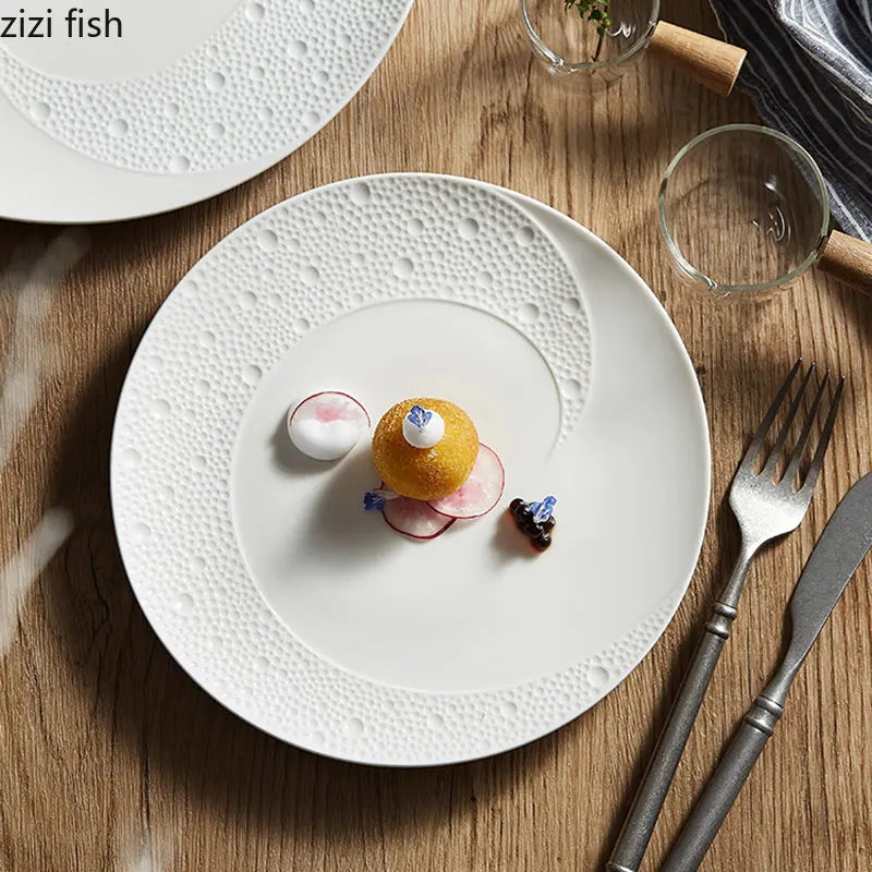 Axya Ceramic Dinner Plates - Elegant Round Tableware for Restaurant, Pasta, Sushi