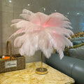 Axyaa Rechargeable Ostrich Feather Table Lamp: Nordic Romantic Night Light for Cozy Bedroom