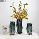 Axyaa Gray Glass Vase Hydroponics Desk Decoration Floral Vases Room Aesthetic Decor