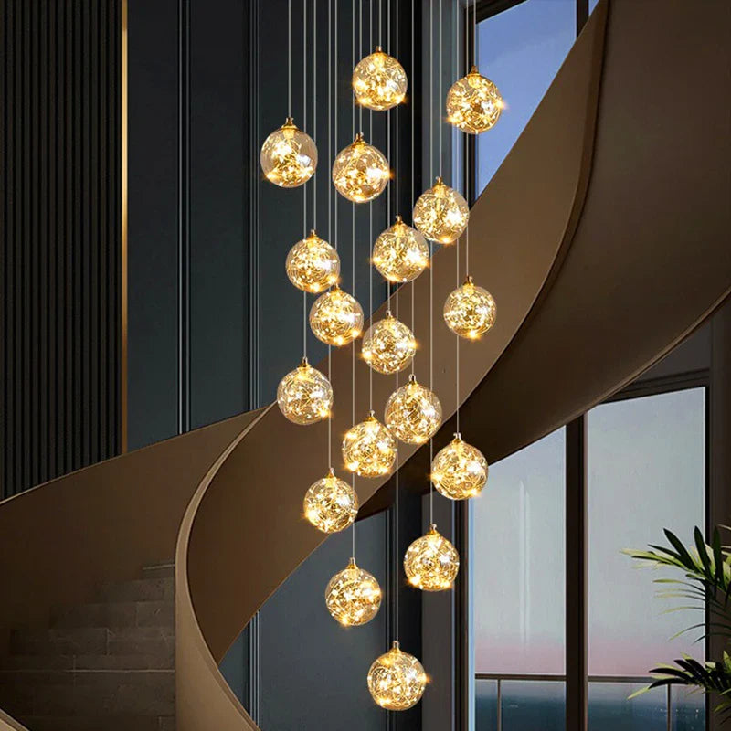 Axyaa Staircase Chandeliers for Living Room LED Pendant Light Lamps