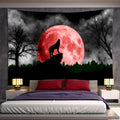 Axyaa Psychedelic Moon Wolf Wall Hanging Tapestries for Home Decor
