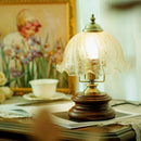 Axyaa Glass Flower Table Lamp: Romantic Wood Desk Lighting for Bedroom, Children's Room
