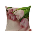 Pink Tulip Linen Cushion Cover - Axyaa 45x45cm Pillowcase