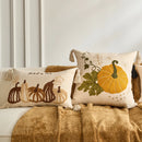 Axyaa Embroidered Pumpkins Cushion Covers with Pompom Tassels - Fall Decoration