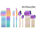 Axyaa White Gold Stainless Steel 24-Piece Tableware Set - Premium Silverware Collection