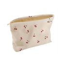Cherry Printed Corduroy Makeup Bag Large Capacity for Axyaa Brand