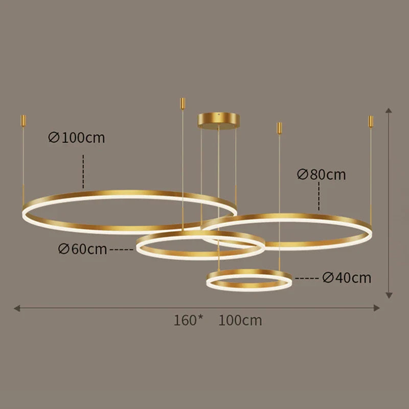 Axyaa Nordic Rings Pendant Light Fixture for Dining and Living Room Decor