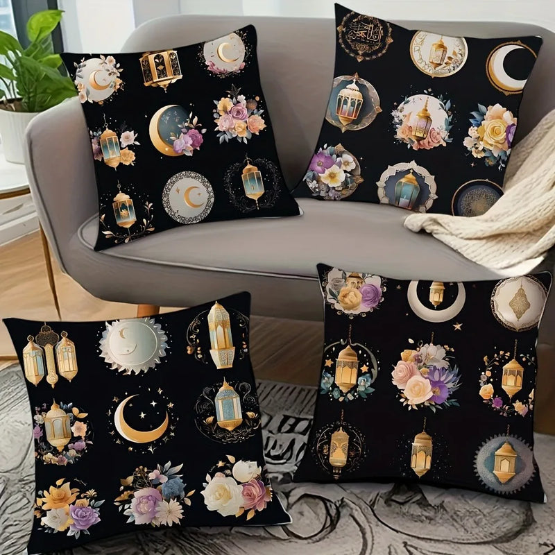 Axyaa Ramadan Floral Crescent Moon Fasting Lamp Pillowcase