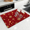 Axyaa Christmas Snow Kitchen Drying Mat - Absorbent & Antiskid Drain Pad
