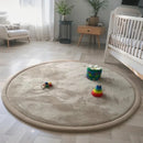 Axyaa Coral Fleece Round Carpet for Bedroom and Living Room Decor, Camel Gray Rugs