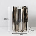 Axyaa Silver Metal Vase with Artificial Flowers for Desk Decor