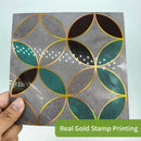 Axyaa Art Deco Glossy Self Adhesive Wall Tile Stickers in Golden Holographic