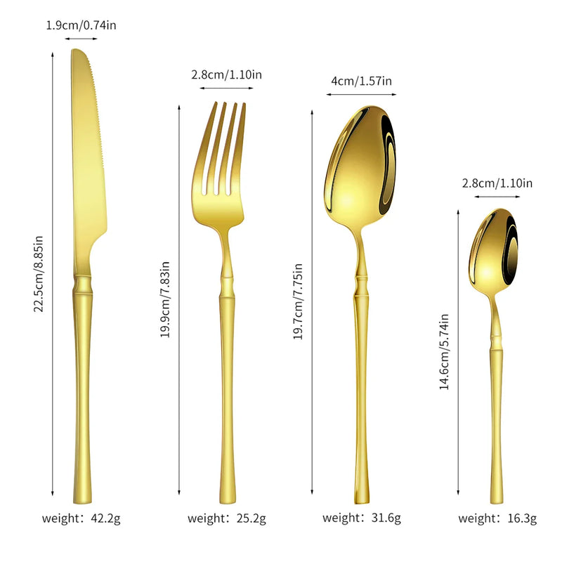 Axyaa Small Waist Gold Cutlery Set - Knife, Fork, Spoon Collection