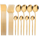 Axyaa Stainless Steel Black Cutlery Set - 16Pcs Mirror Dinnerware Kitchen Silverware Set