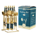 Axyaa 24-Piece Stainless Steel Hammer Pattern Cutlery Set