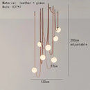Axyaa Leather Chandelier: Nordic Minimalist Designer Italian Leather Belt Lighting
