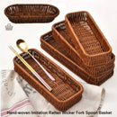 Axyaa Rattan Wicker Serving Baskets: 6 Stylish Handwoven Holders for Cutlery & Utensils