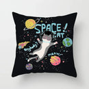Axyaa Space Cat Moon Cushion Cover Universe Sun Planet Rocket Pillowcase