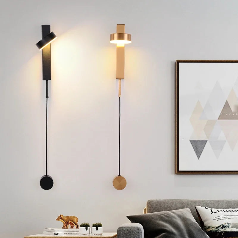 Axya Modern Rotating Black Wall Lamp with Switch for Bedroom Bedside