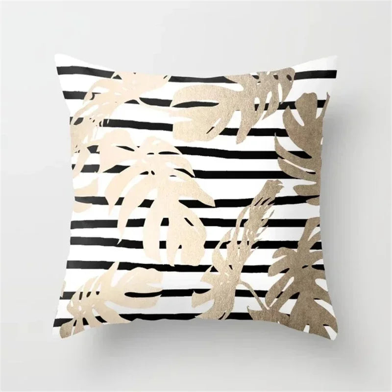 Axyaa Rose Gold Pink Palm Pillowcase 45x45cm Tropical Plants Cushion Cover