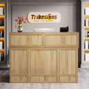 Axyaa Rustic Front Reception Desk, 57-Inch Boho Welcome Checkout Counter for Office