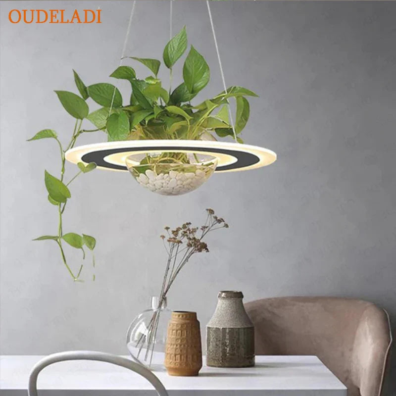 Axya LED Plant Pendant Lamp: Modern Nordic Hanging Planet Lighting for Indoor Decor