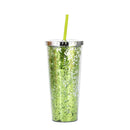 Axyaa Glitter Double Layer Sippy Cup, Large Capacity Reusable Coffee Milk Tea Cup