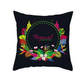 Flamingo Flower Rainforest Cushion Cover with Tropical Plant Animal Pattern by Axyaa